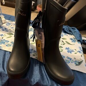 NWT Women’s Joules Rain boots side zippers with Tassels size US 6, EU 37,  UK 4
